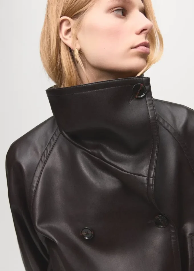 Veste en simili cuir à maxi revers