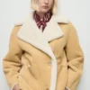 Veste en simili-suède avec col en peau lainée
