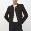 Veste en tweed avec bords effilochés