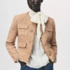Veste en tweed avec bords effilochés