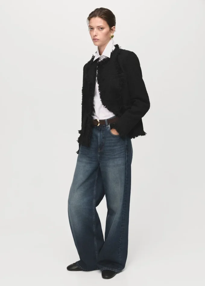 Veste en tweed avec bords effilochés