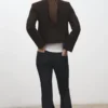 Veste en tweed avec bords effilochés