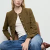 Veste en tweed avec boutons bijoux