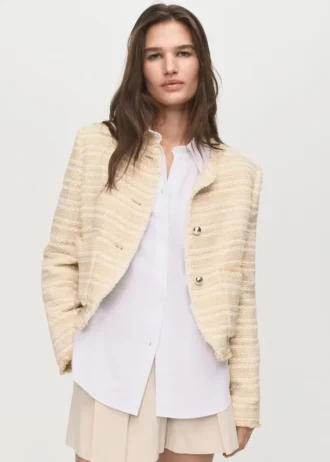 Veste en tweed avec boutons bijoux