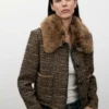 Veste en tweed avec col en fourrure