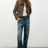 Veste en tweed avec col en fourrure