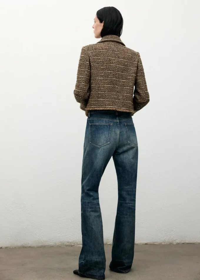 Veste en tweed avec col en fourrure