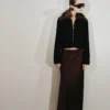 Veste en velours avec col en fourrure