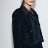 Veste en velours avec paillettes et nœud