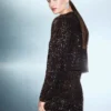 Veste en velours avec paillettes et nœud