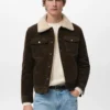 Veste en velours côtelé avec doublure effet peau de mouton