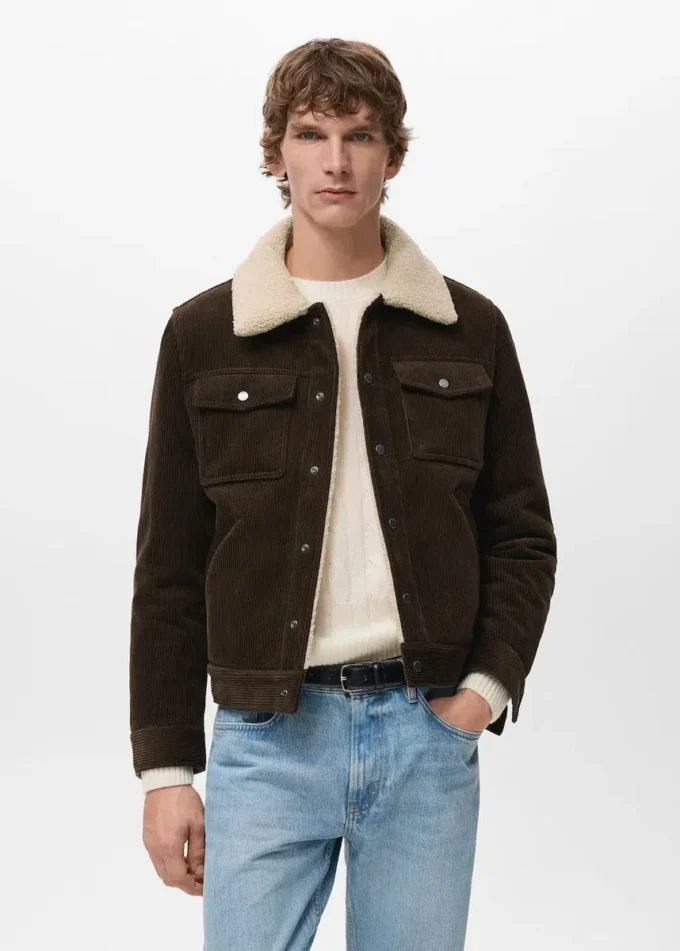 Veste en velours côtelé avec doublure effet peau de mouton