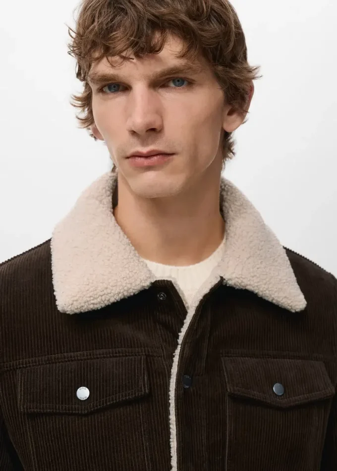 Veste en velours côtelé avec doublure effet peau de mouton