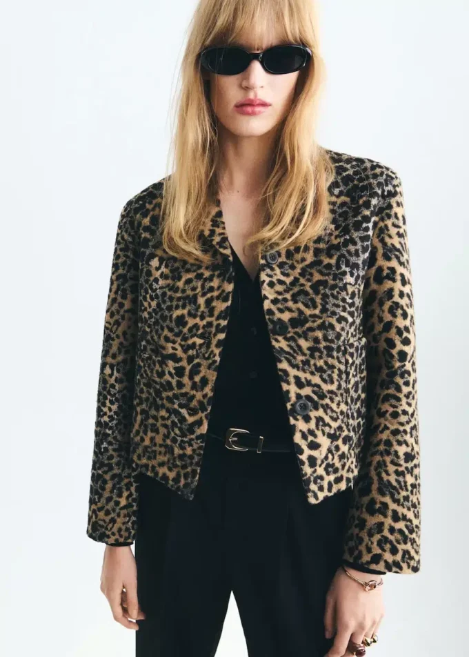 Veste imprimé léopard avec boutons