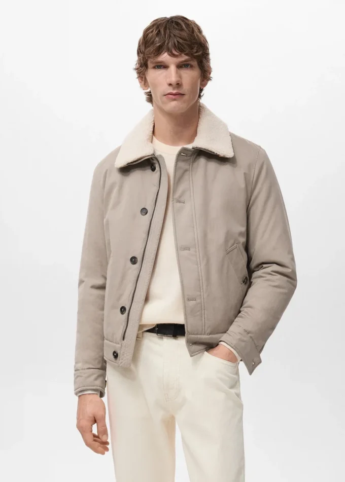 Veste matelassée avec col effet peau de mouton