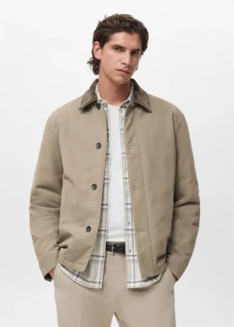 Veste matelassée avec col en velours côtelé
