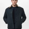 Veste matelassée avec col en velours côtelé