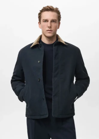 Veste matelassée avec col en velours côtelé