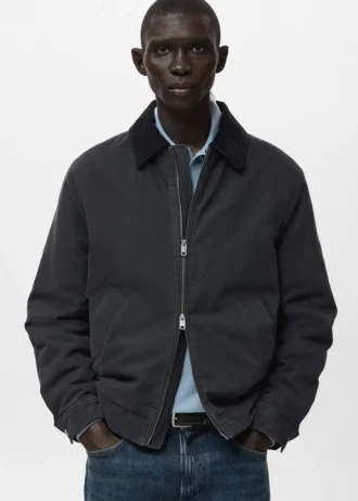 Veste matelassée avec col en velours côtelé