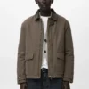 Veste matelassée avec col en velours côtelé
