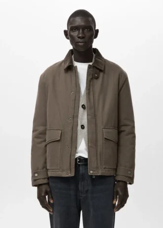 Veste matelassée avec col en velours côtelé