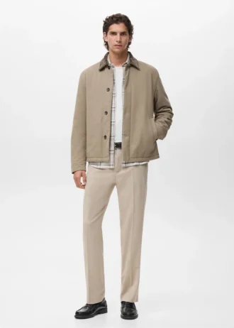 Veste matelassée avec col en velours côtelé