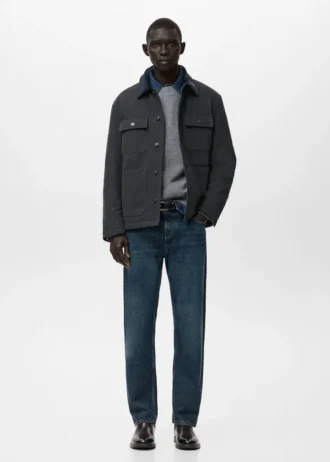 Veste matelassée avec col en velours côtelé
