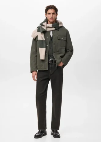 Veste matelassée avec col en velours côtelé