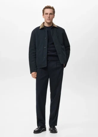 Veste matelassée avec col en velours côtelé
