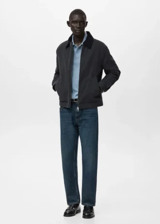 Veste matelassée avec col en velours côtelé
