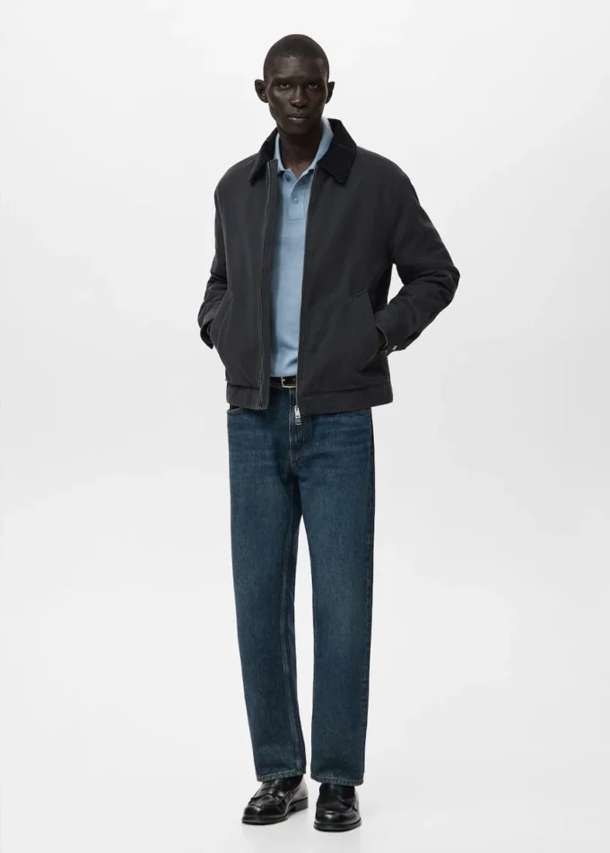 Veste matelassée avec col en velours côtelé