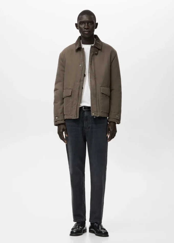 Veste matelassée avec col en velours côtelé