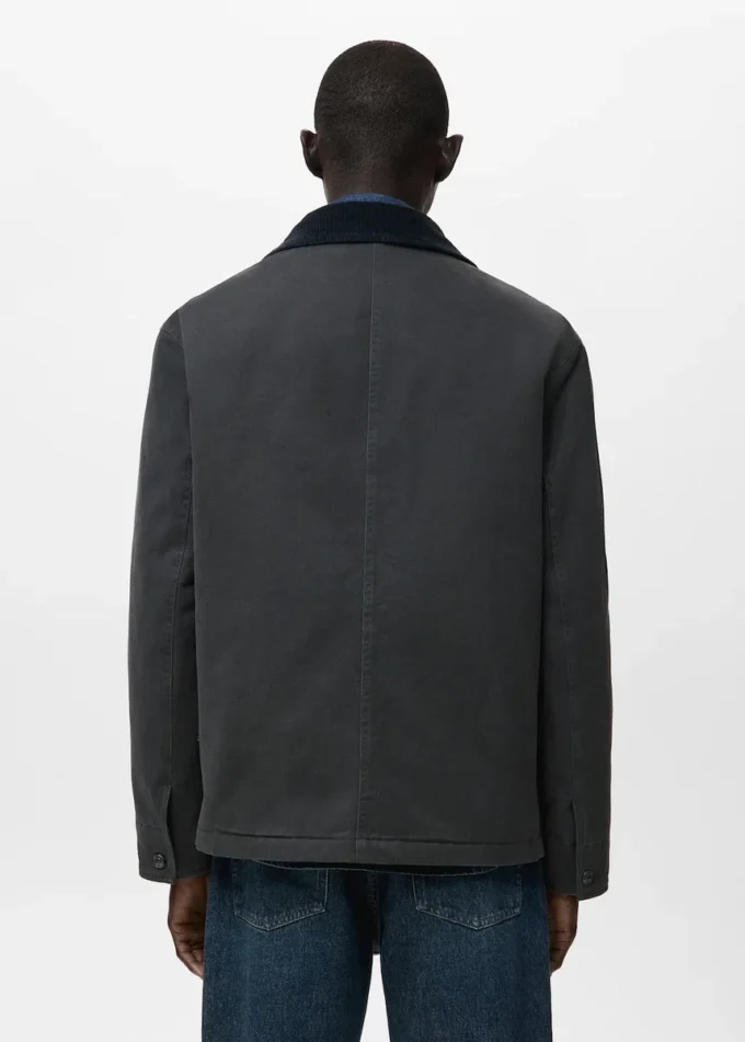 Veste matelassée avec col en velours côtelé