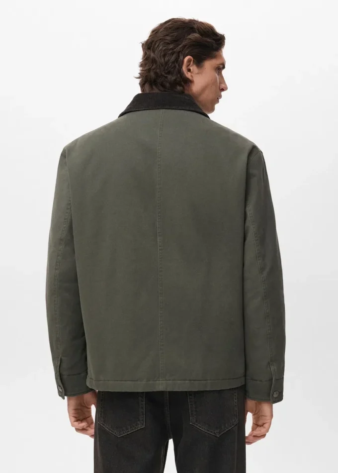 Veste matelassée avec col en velours côtelé