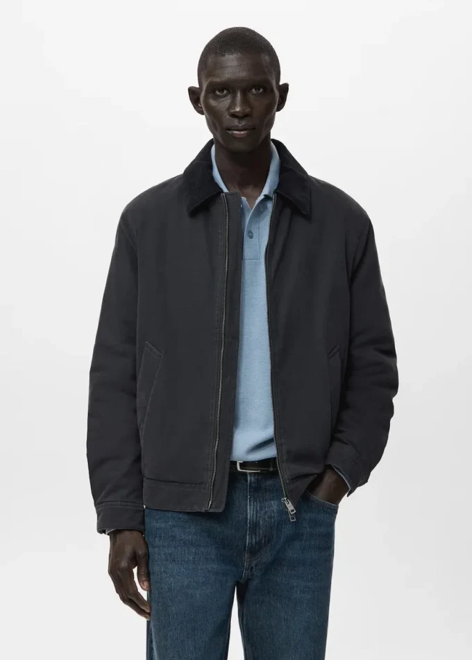 Veste matelassée avec col en velours côtelé