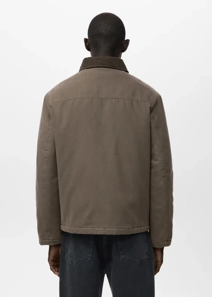 Veste matelassée avec col en velours côtelé