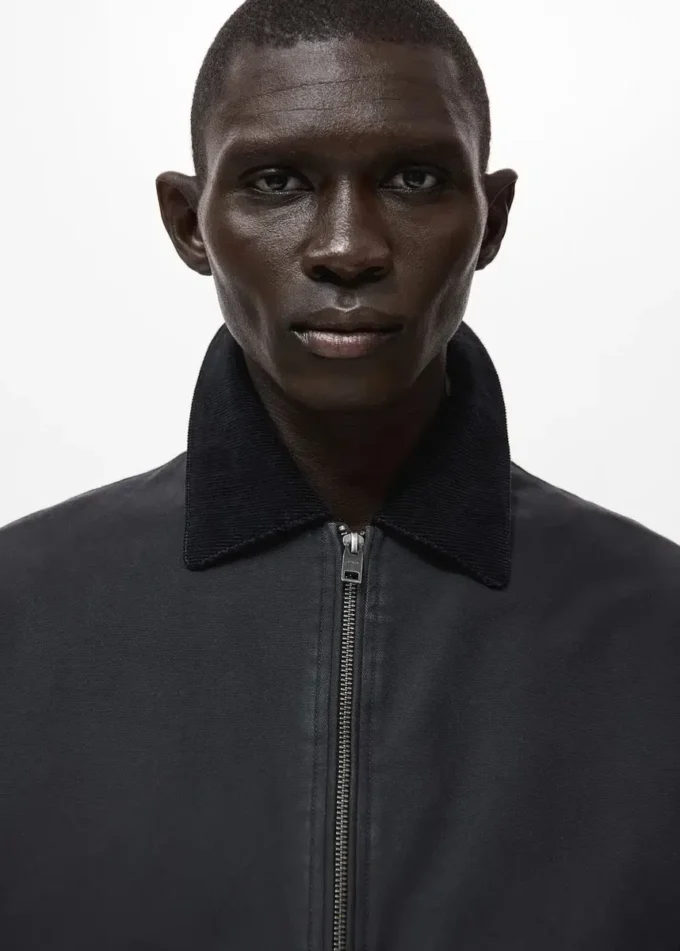 Veste matelassée avec col en velours côtelé