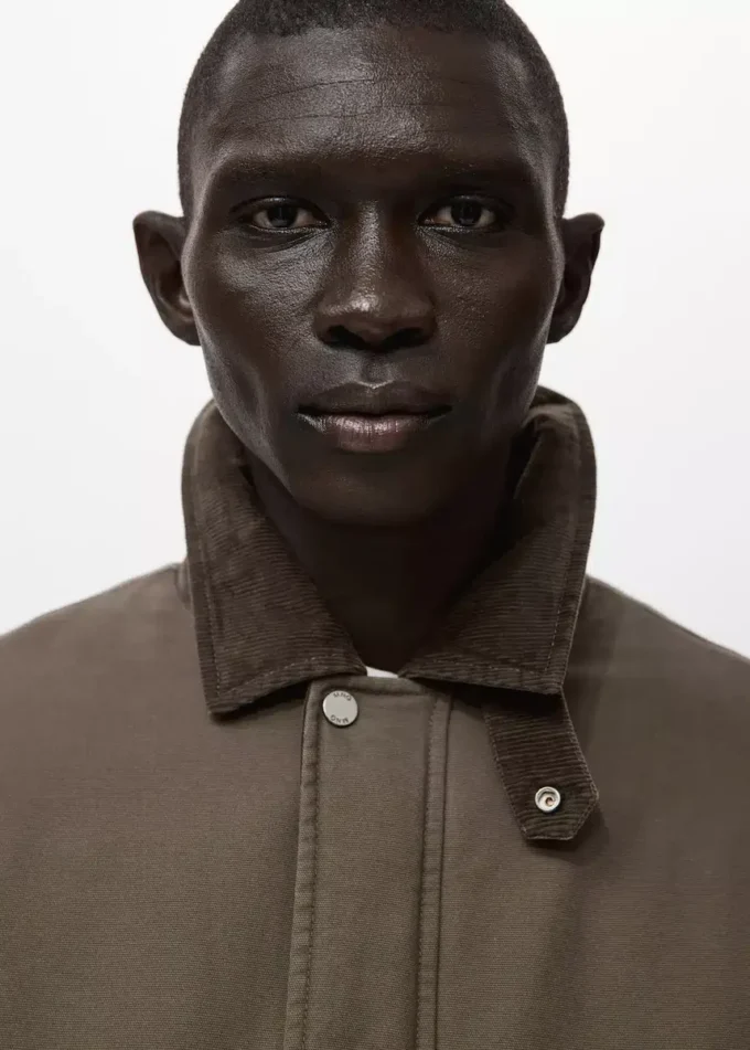 Veste matelassée avec col en velours côtelé