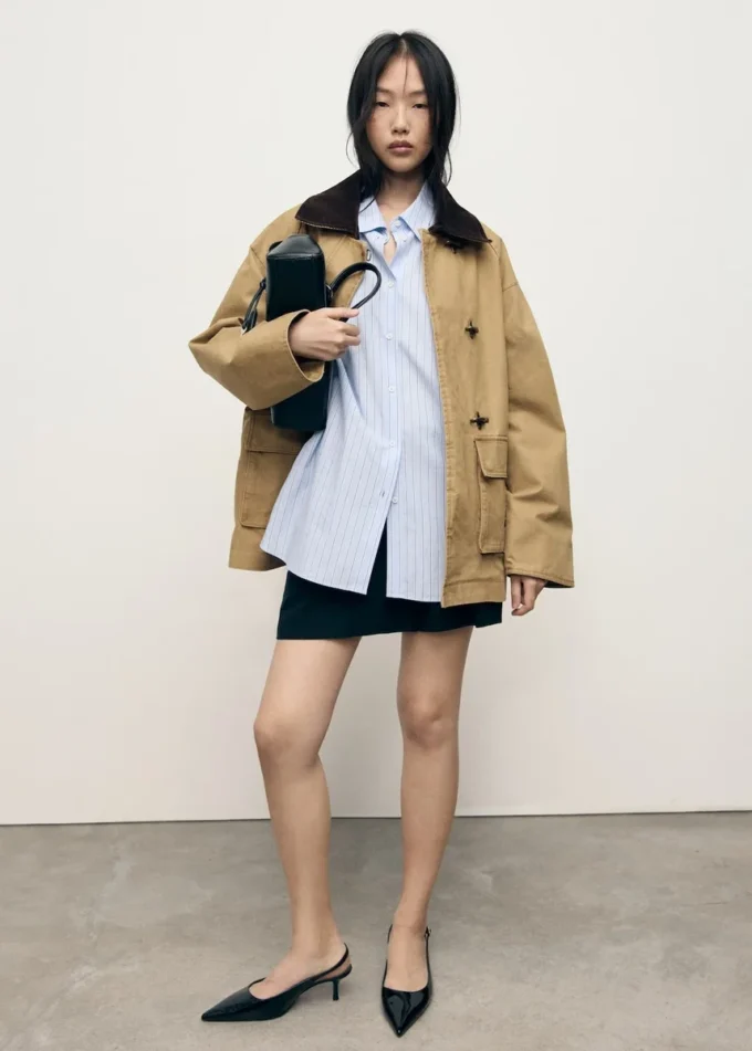 Veste oversize avec col contrasté Veste oversize avec col contrasté