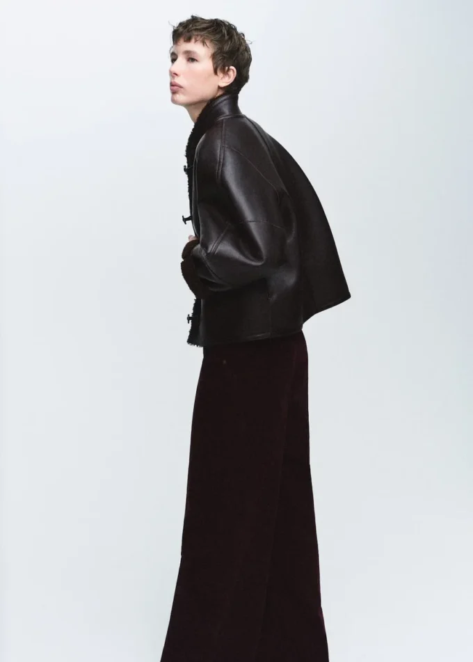 Veste réversible en peau lainée
