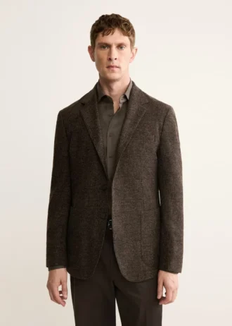 Veste slim en laine mélangée à micro-carreaux