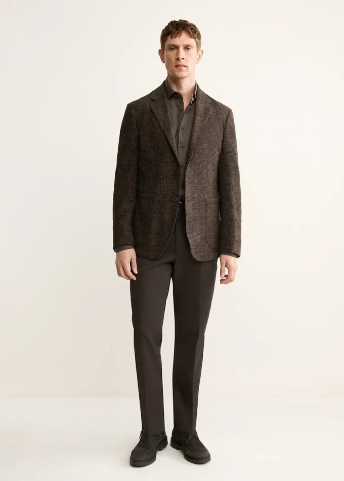 Veste slim en laine mélangée à micro-carreaux