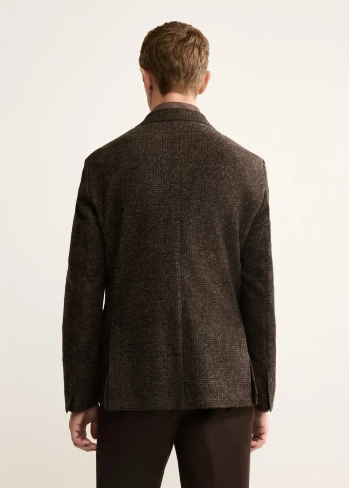 Veste slim en laine mélangée à micro-carreaux