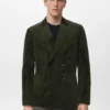 Veste slim en velours côtelé à double boutonnage