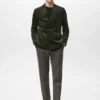 Veste slim en velours côtelé à double boutonnage