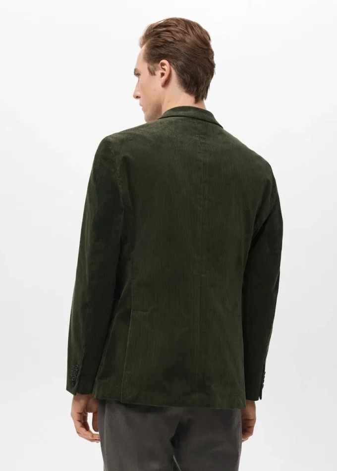 Veste slim en velours côtelé à double boutonnage