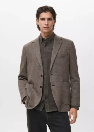 Veste slim fit à micro-motif pied-de-poule