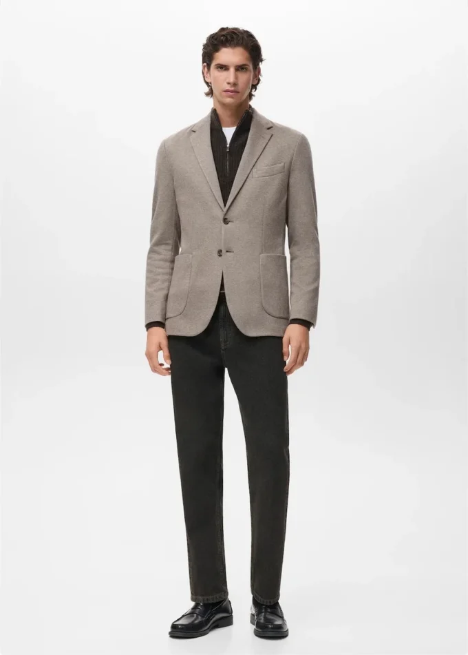 Veste slim fit à micro-motif pied-de-poule