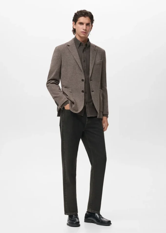Veste slim fit à micro-motif pied-de-poule