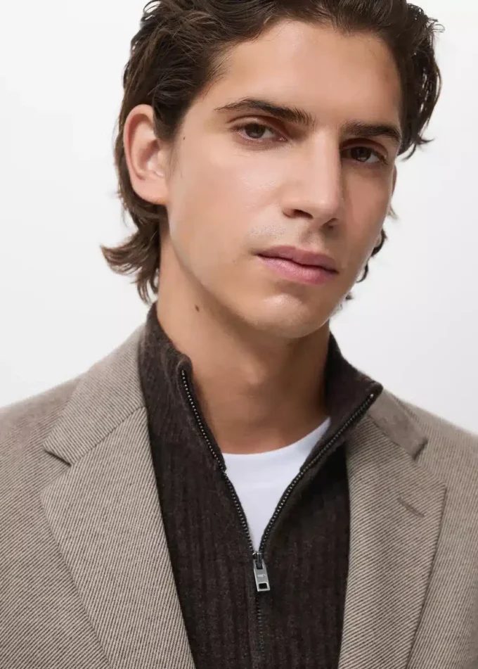 Veste slim fit à micro-motif pied-de-poule